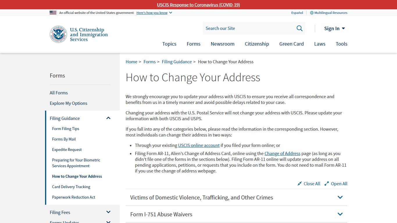 How to Change Your Address | USCIS